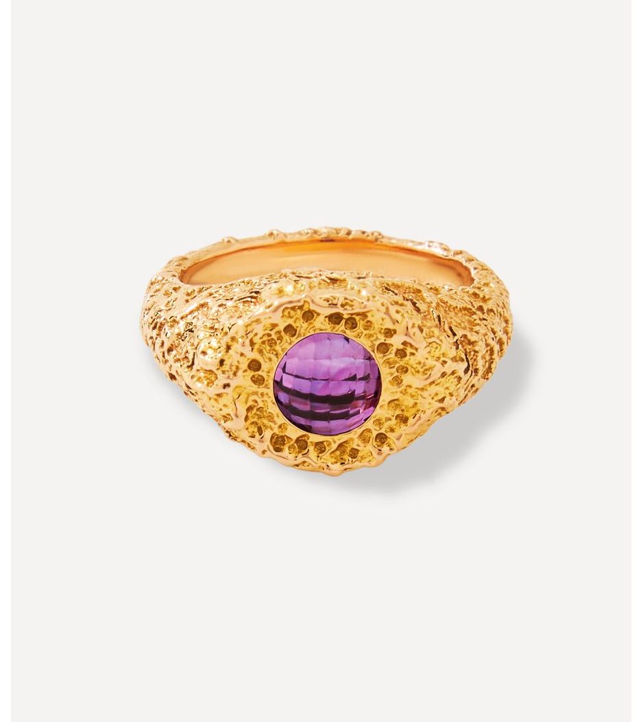 Anel pinky ring Marla Aaron self involved gritty de ouro com ametista